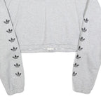 ADIDAS Womens Grey Cotton Blend Sweatshirt Crop Half Zip UK 16 Trefoil Logo