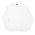 CHAMPION Mens White Crew Neck M Cotton Blend Pullover Sweatshirt Logo Sleeve
