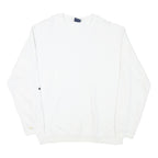 CHAMPION Mens White Crew Neck M Cotton Blend Pullover Sweatshirt Logo Sleeve