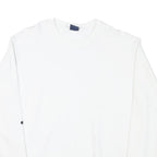 CHAMPION Mens White Crew Neck M Cotton Blend Pullover Sweatshirt Logo Sleeve