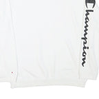 CHAMPION Mens White Crew Neck M Cotton Blend Pullover Sweatshirt Logo Sleeve