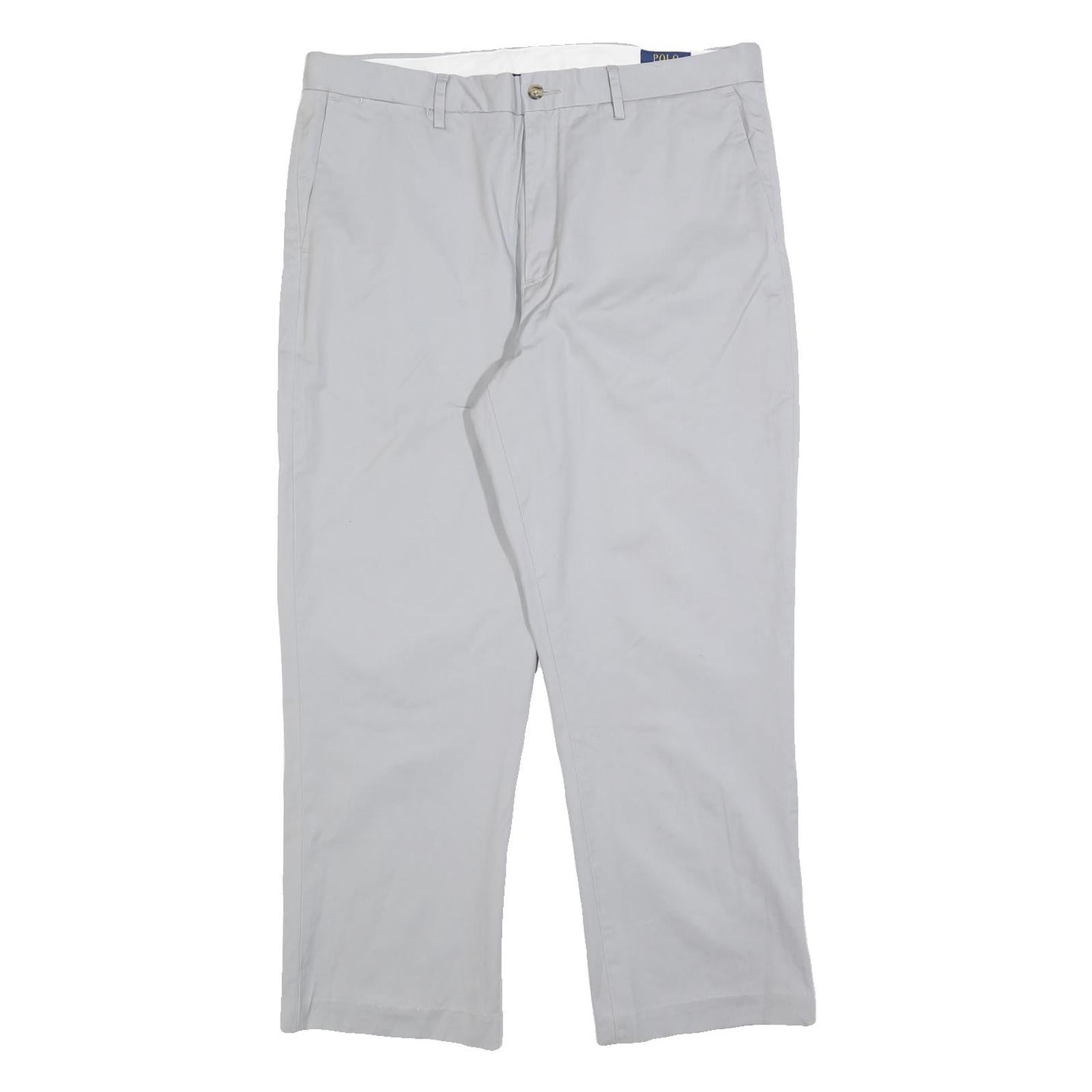 POLO RALPH LAUREN Mens Cotton Blend White Regular Straight Trousers W36 L28