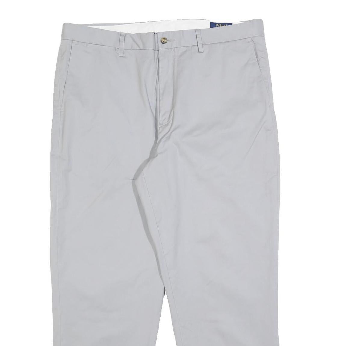 POLO RALPH LAUREN Mens Cotton Blend White Regular Straight Trousers W36 L28