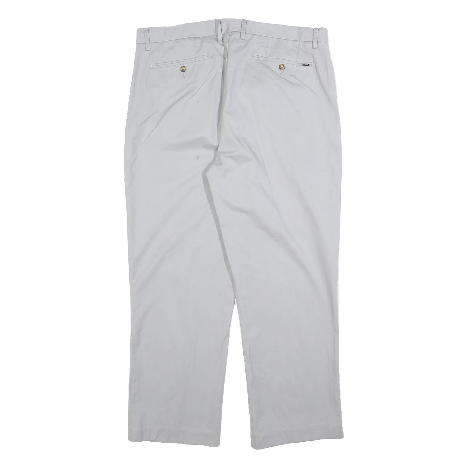 POLO RALPH LAUREN Mens Cotton Blend White Regular Straight Trousers W36 L28