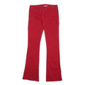 DICKIES Womens Cotton Blend Red Regular Fit Flared Trousers W26 L28 Zip Closure