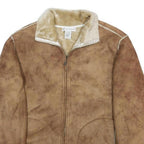 DRAPER'S & DAMON'S Womens Brown Beige Faux Shearling Jacket L Polyester Blend