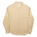 ARMANI JEANS Womens Beige Striped Shirt L Classic Button Up Polyester Blend