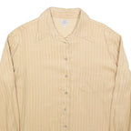 ARMANI JEANS Womens Beige Striped Shirt L Classic Button Up Polyester Blend