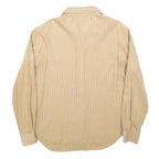 ARMANI JEANS Womens Beige Striped Shirt L Classic Button Up Polyester Blend