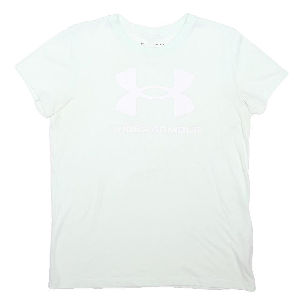 UNDER ARMOUR Womens White Crew Neck Short Sleeve T-Shirt M Cotton Blend Logo
