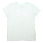 UNDER ARMOUR Womens White Crew Neck Short Sleeve T-Shirt M Cotton Blend Logo