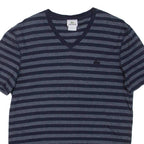 LACOSTE Striped Womens T-Shirt Grey V-Neck M