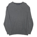 NAUTICA Mens Grey Cotton Blend Plain V-Neck Basic Knit Jumper L Casual Classic