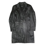 VERA PELLE Womens Black Faux Leather Coach Jacket M Woven Fabric Classic Fit