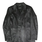 VERA PELLE Womens Black Faux Leather Coach Jacket M Woven Fabric Classic Fit