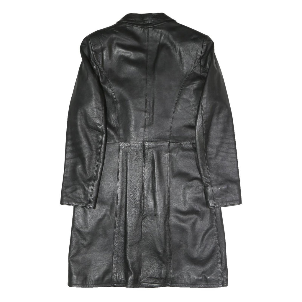 VERA PELLE Womens Black Faux Leather Coach Jacket M Woven Fabric Classic Fit