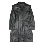VERA PELLE Womens Black Faux Leather Coach Jacket M Woven Fabric Classic Fit