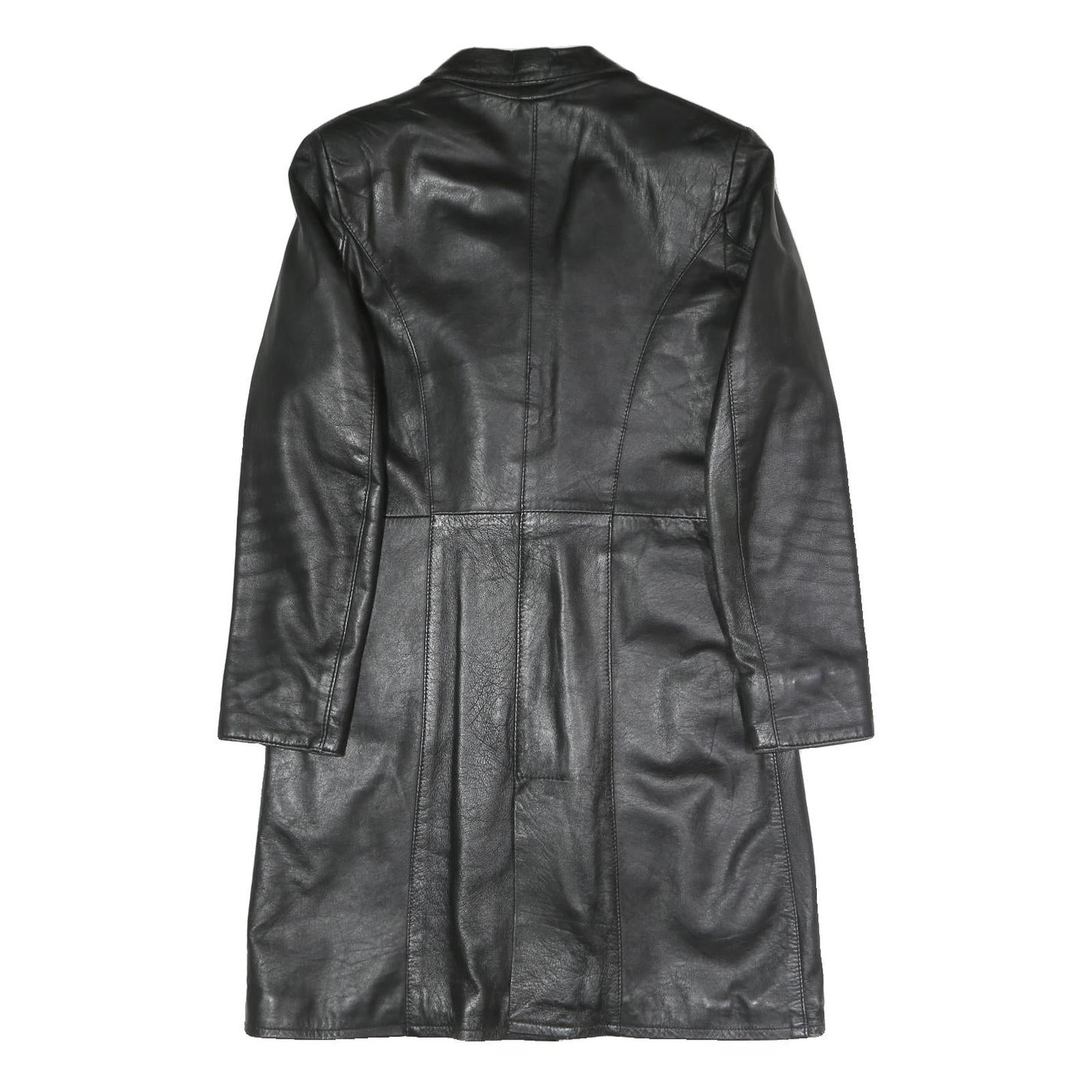 VERA PELLE Womens Black Faux Leather Coach Jacket M Woven Fabric Classic Fit