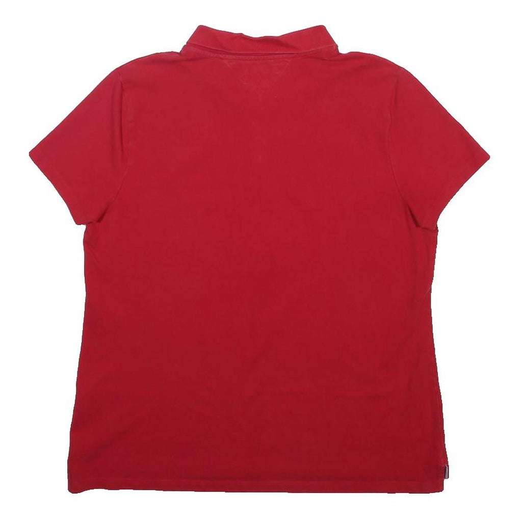 TOMMY HILFIGER Womens Red Short Sleeve Polo Shirt M Classic Cotton Blend
