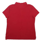 TOMMY HILFIGER Womens Red Short Sleeve Polo Shirt M Classic Cotton Blend