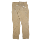 CARHARTT Mens Cotton Blend Beige Relaxed Straight Trousers W34 L34 Workwear