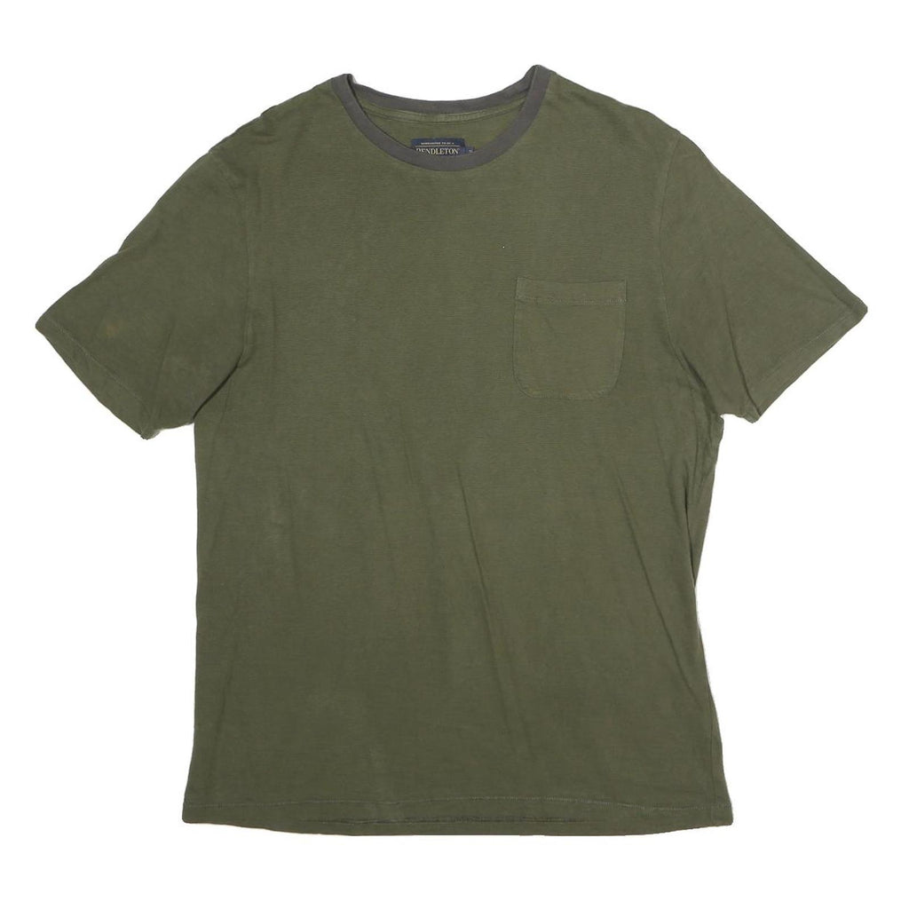 PENDLETON Mens Green & Grey Plain Pocket T-Shirt S Short Sleeve Crew Neck Cotton