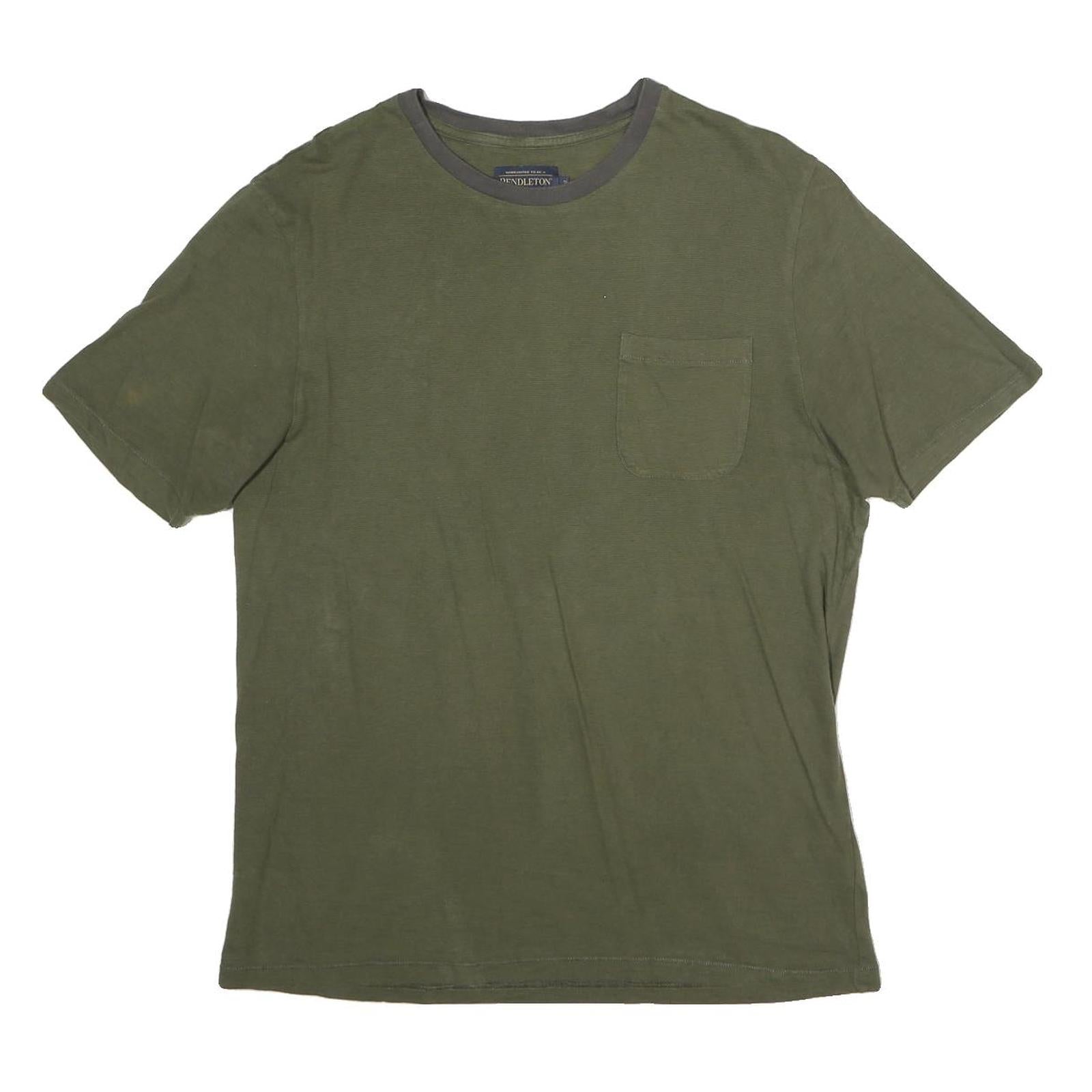 PENDLETON Mens Green & Grey Plain Pocket T-Shirt S Short Sleeve Crew Neck Cotton