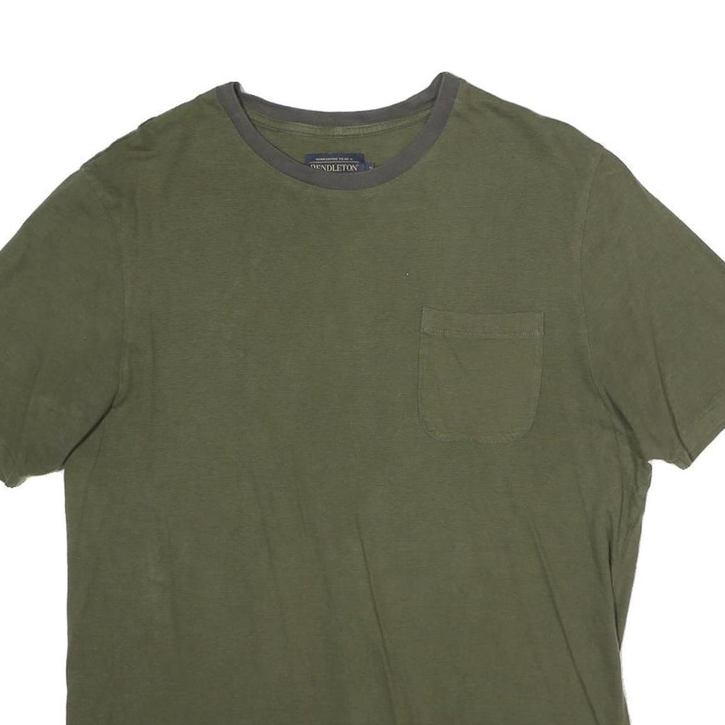 PENDLETON Mens Green & Grey Plain Pocket T-Shirt S Short Sleeve Crew Neck Cotton