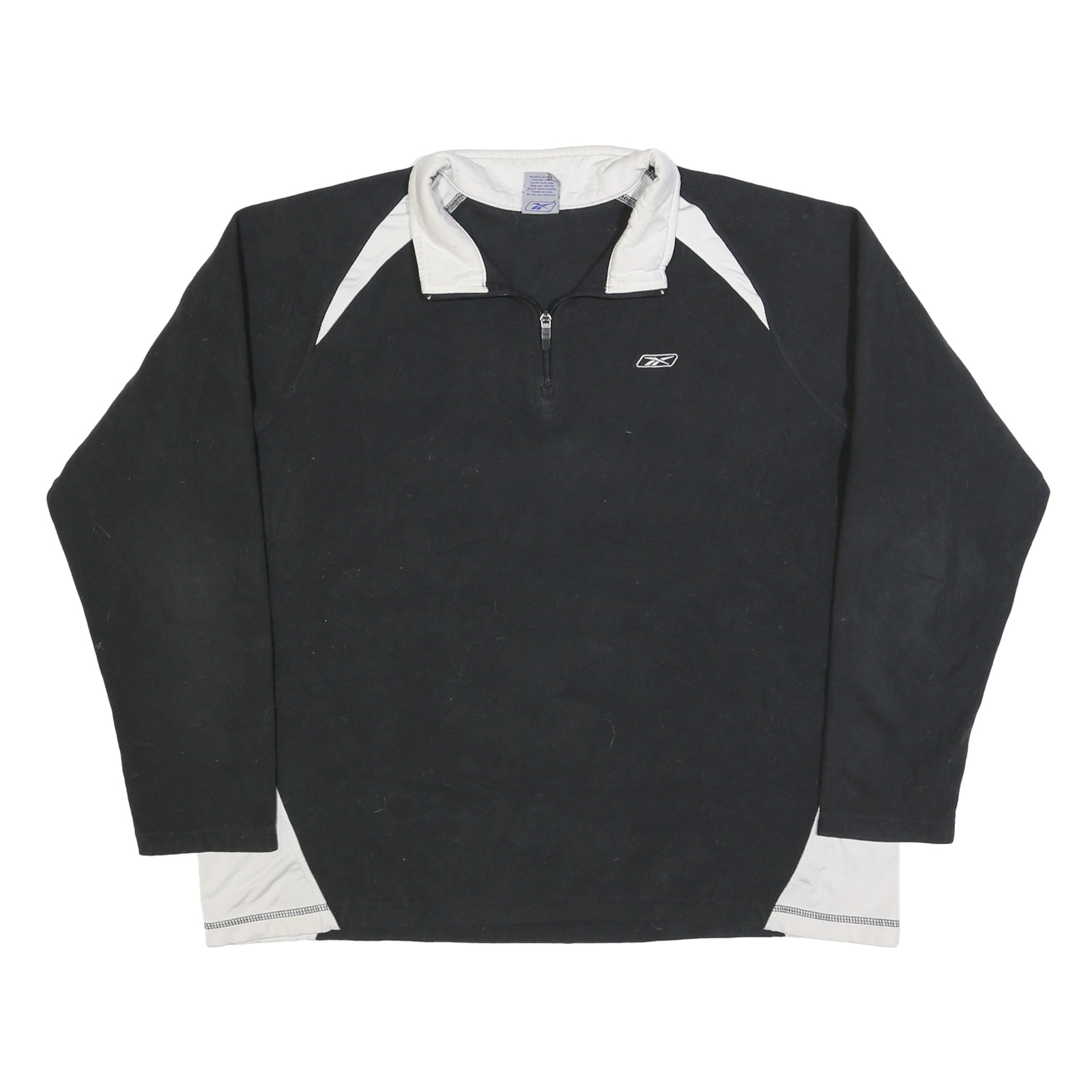 REEBOK Womens Black & White Classic Jacket 2XL Polyester Zip Long Sleeve