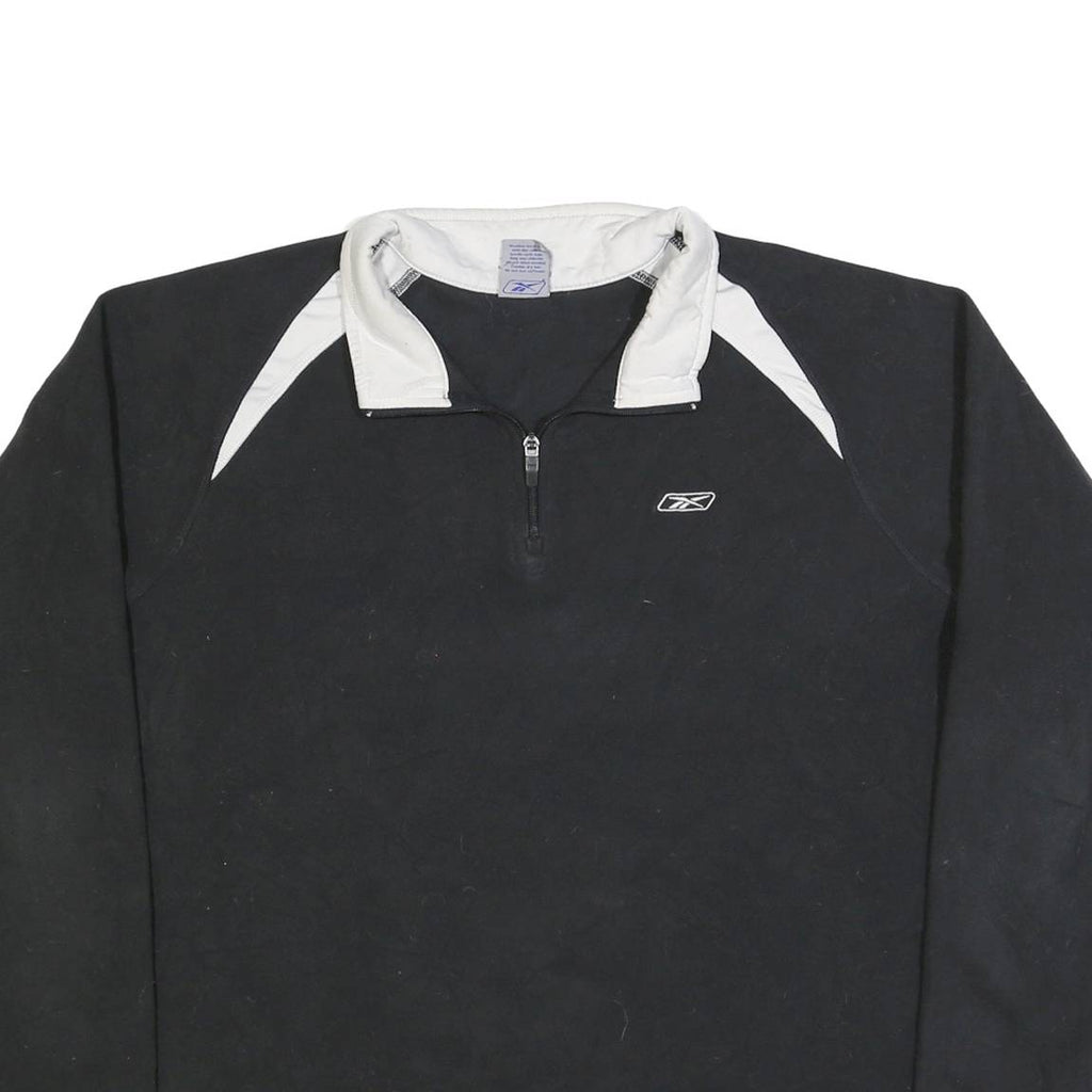 REEBOK Womens Black & White Classic Jacket 2XL Polyester Zip Long Sleeve