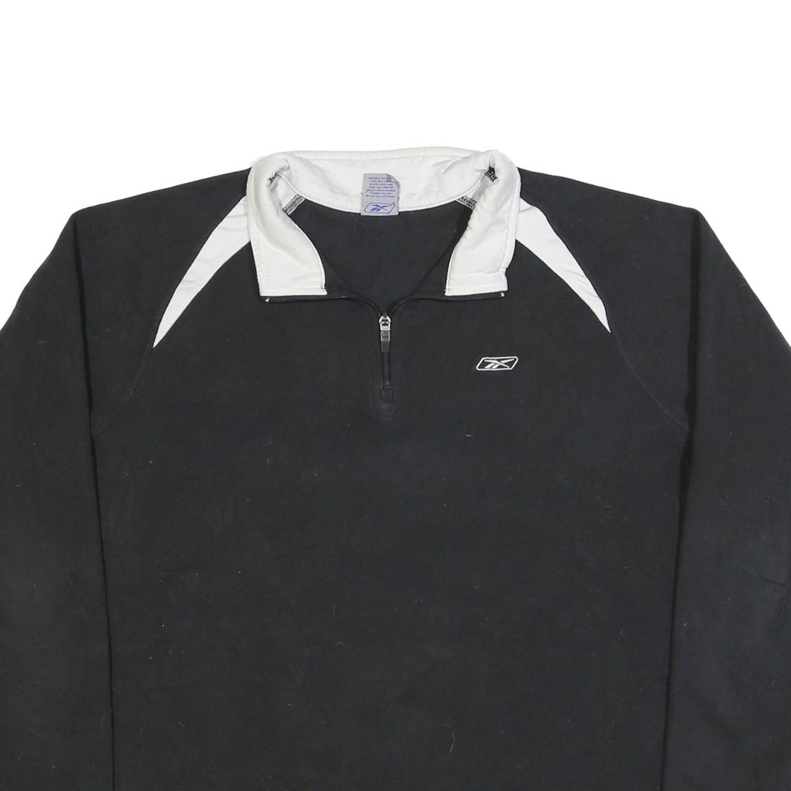 REEBOK Womens Black & White Classic Jacket 2XL Polyester Zip Long Sleeve
