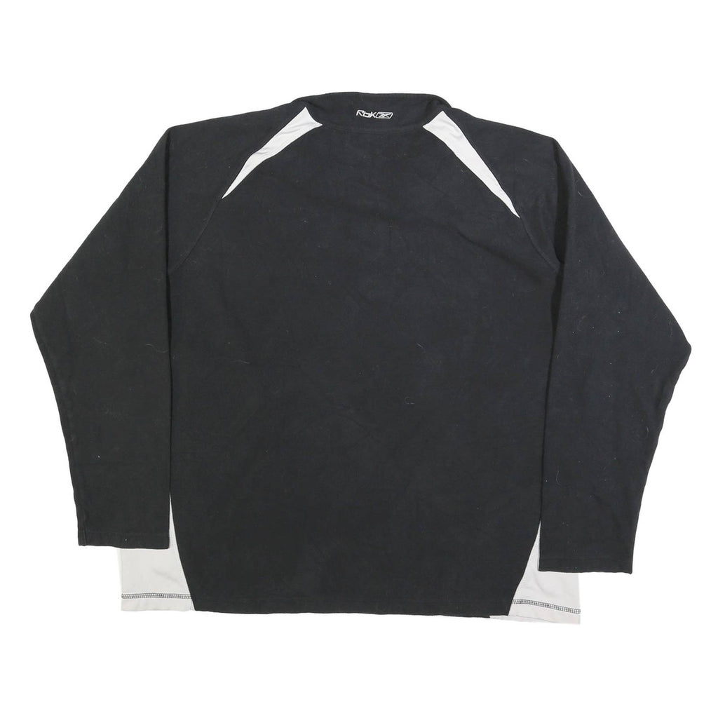 REEBOK Womens Black & White Classic Jacket 2XL Polyester Zip Long Sleeve