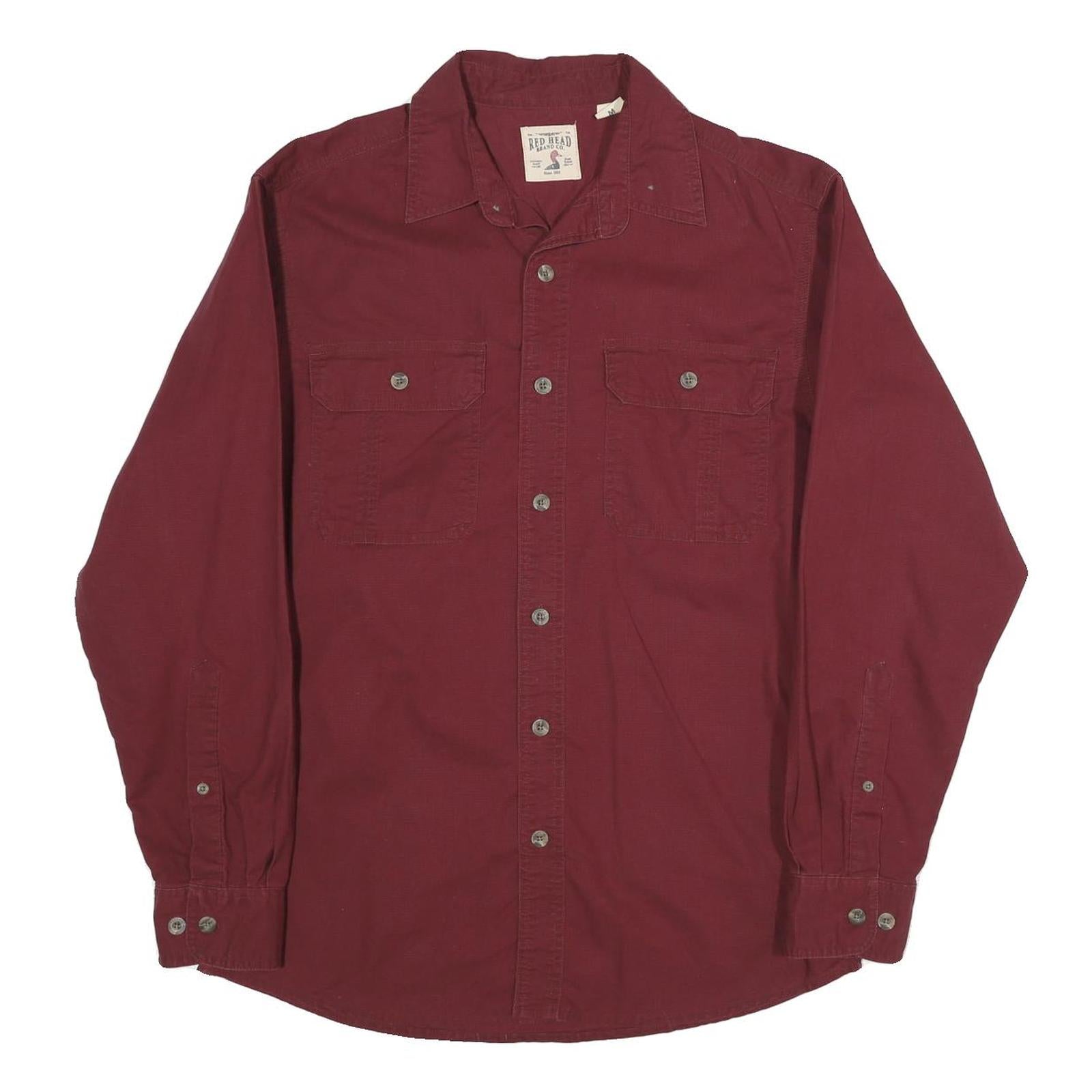 RED HEAD Mens Maroon Cotton Shirt M Button Front Casual Workwear