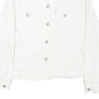 LEVI'S Womens White Button Cotton Blend Denim Jacket XL Plain Classic Casual