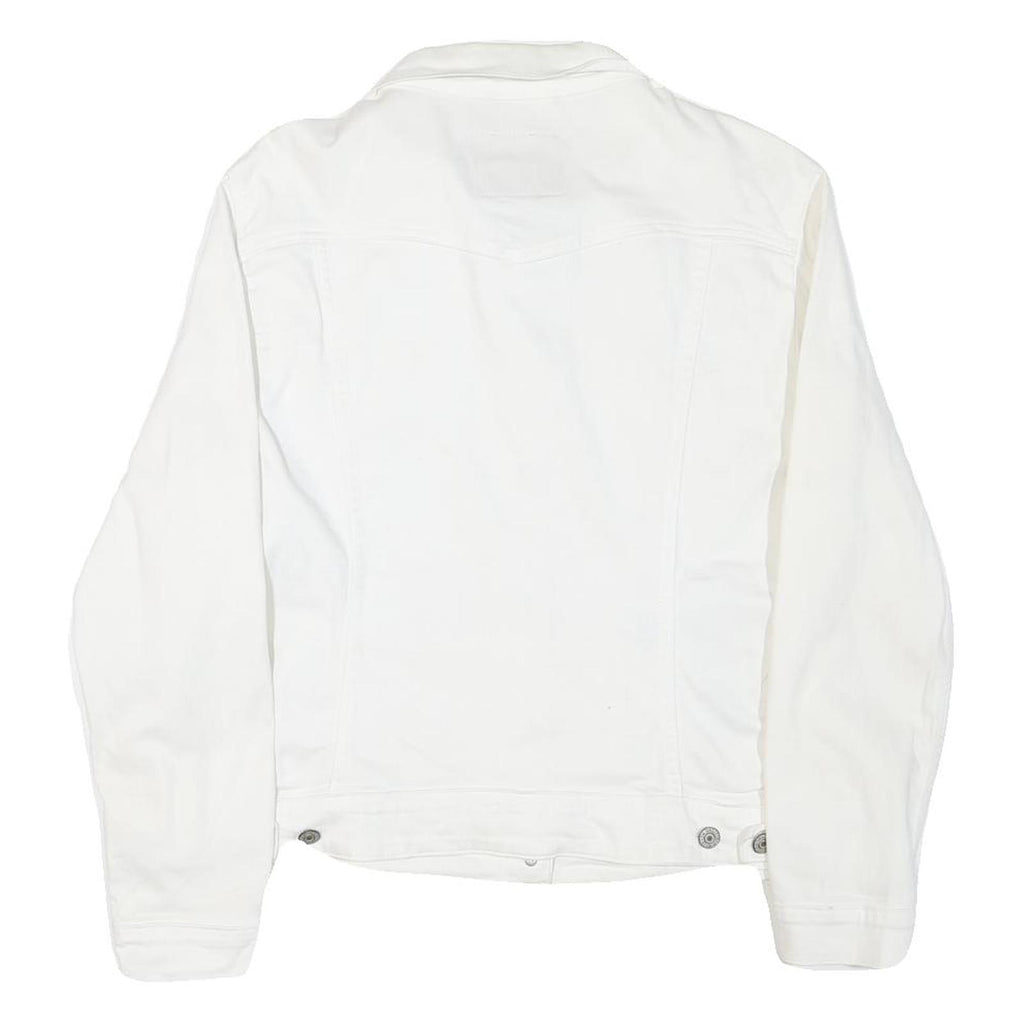 LEVI'S Womens White Button Cotton Blend Denim Jacket XL Plain Classic Casual