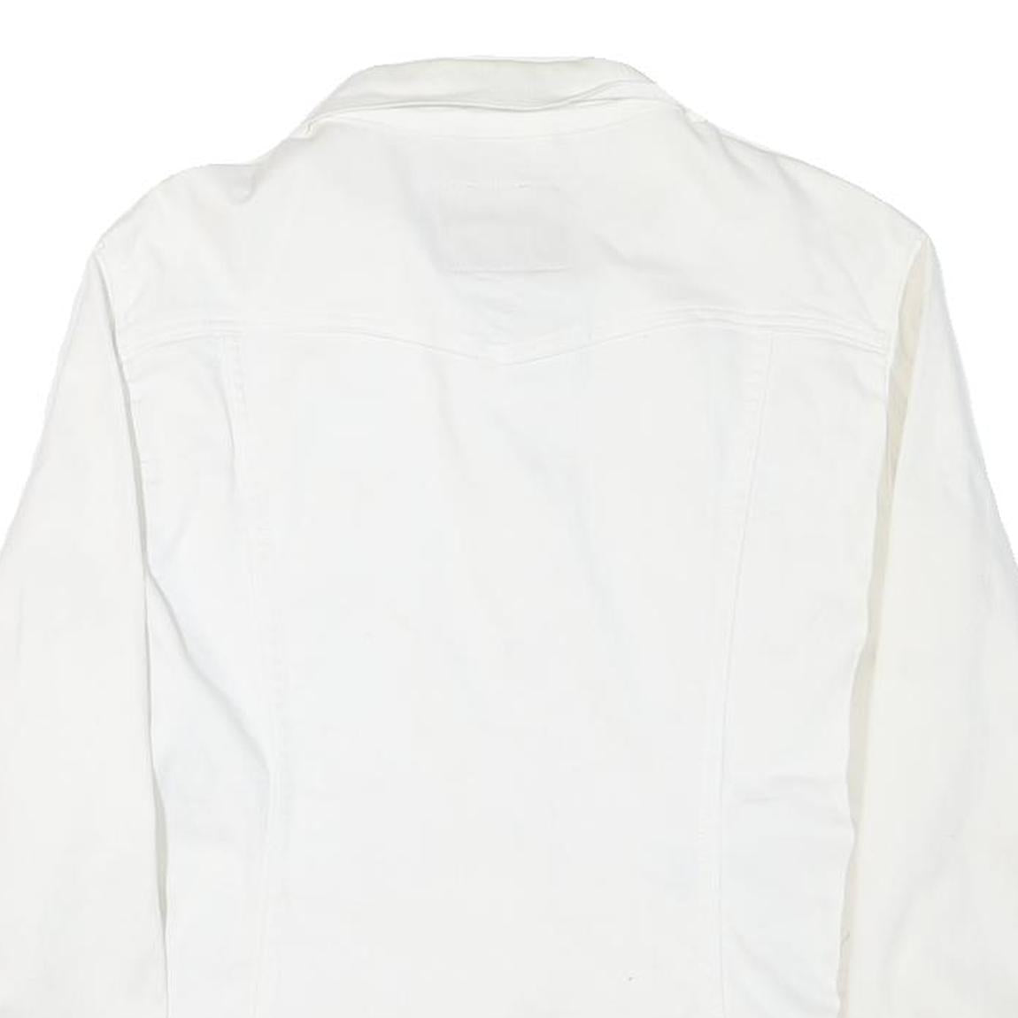 LEVI'S Womens White Button Cotton Blend Denim Jacket XL Plain Classic Casual