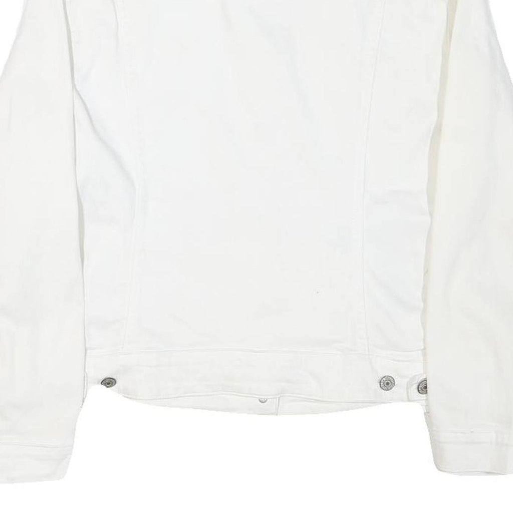 LEVI'S Womens White Button Cotton Blend Denim Jacket XL Plain Classic Casual