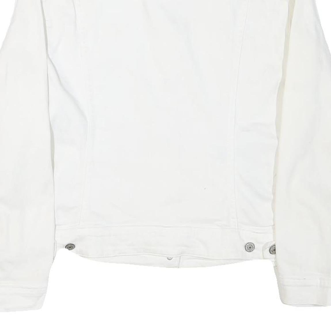 LEVI'S Womens White Button Cotton Blend Denim Jacket XL Plain Classic Casual