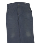 CARHARTT Mens Cotton Blend Navy Blue Regular Straight Trousers W34 L30 Workwear