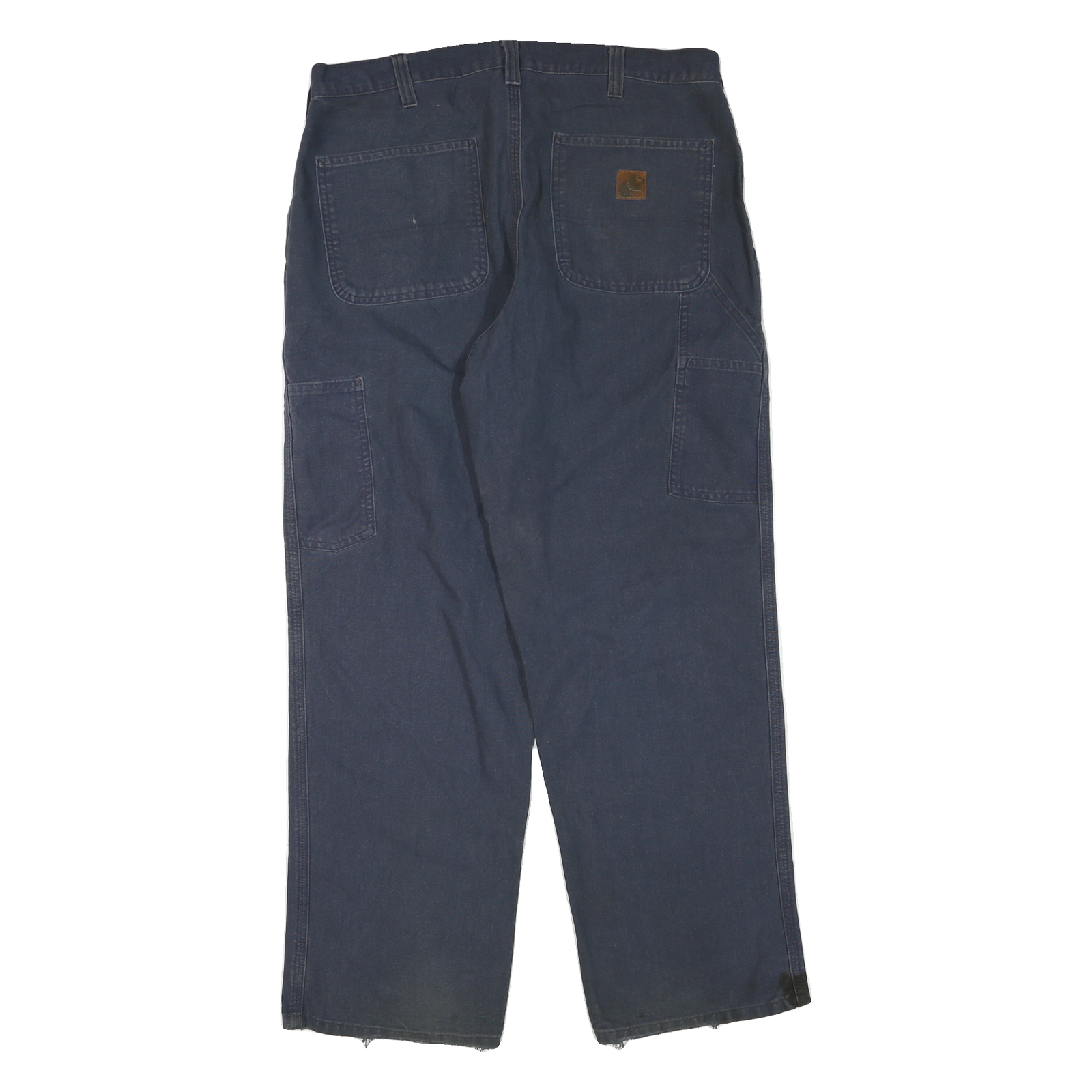 CARHARTT Mens Cotton Blend Navy Blue Regular Straight Trousers W34 L30 Workwear