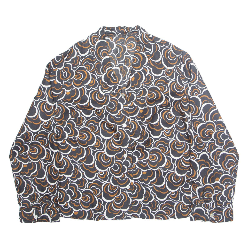Womens Printed Shirt Black Collared Long Sleeve Floral M