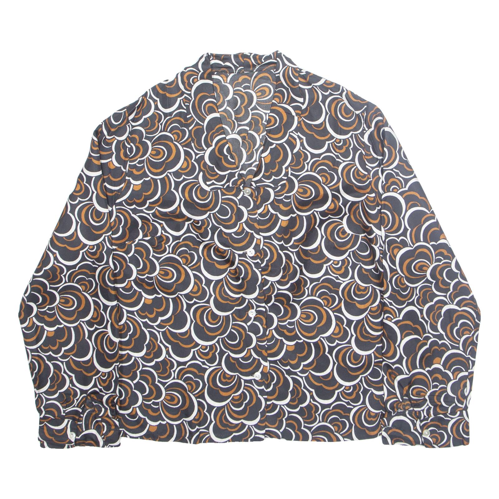 Womens Printed Shirt Black Collared Long Sleeve Floral M