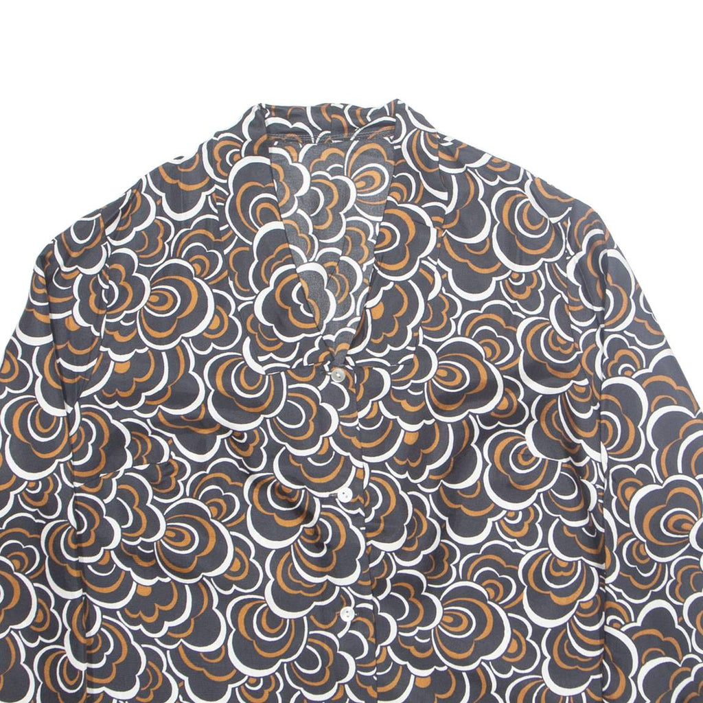 Womens Printed Shirt Black Collared Long Sleeve Floral M