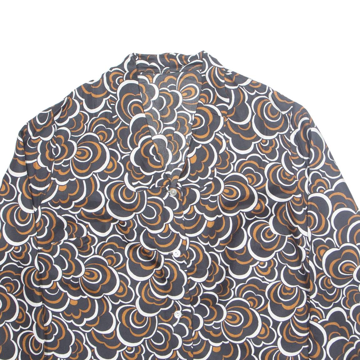 Womens Printed Shirt Black Collared Long Sleeve Floral M