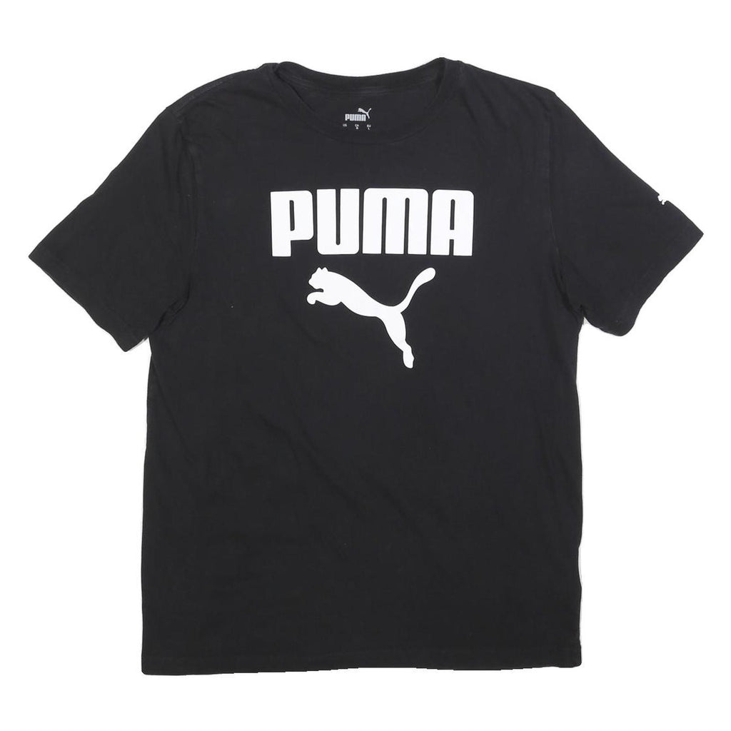 PUMA Mens Black L Graphic T-Shirt Short Sleeve Crew Neck Cotton Blend