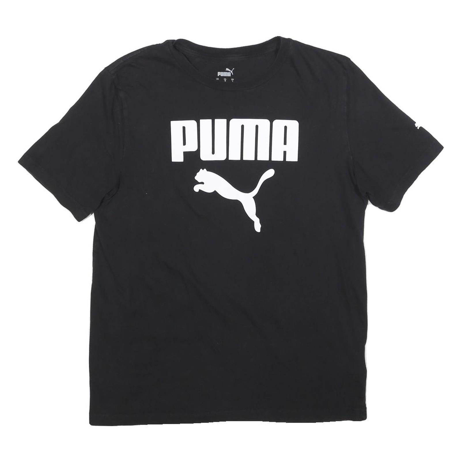PUMA Mens Black L Graphic T-Shirt Short Sleeve Crew Neck Cotton Blend