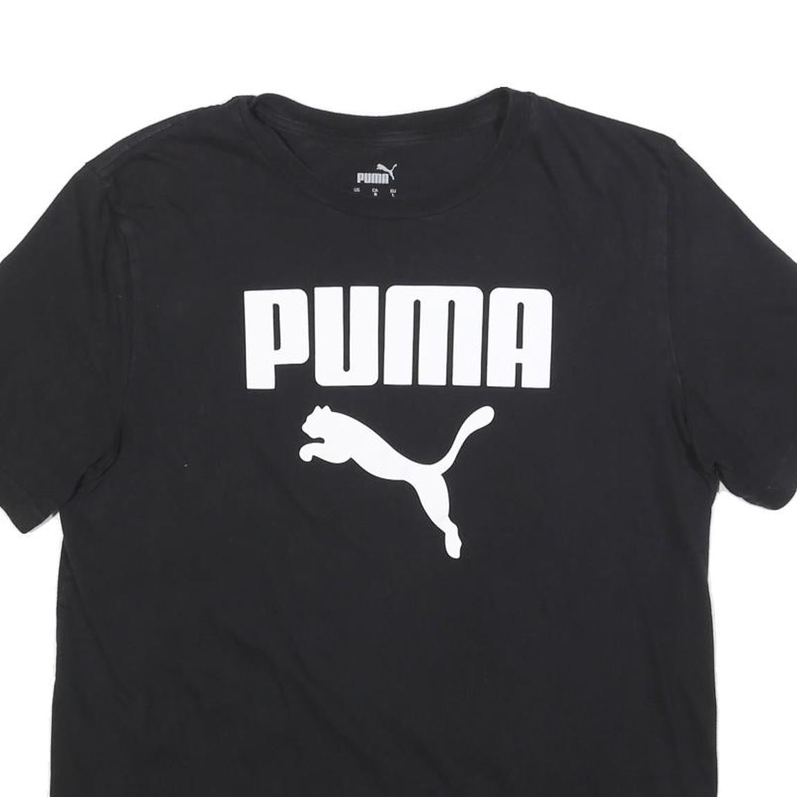 PUMA Mens Black L Graphic T-Shirt Short Sleeve Crew Neck Cotton Blend