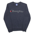 CHAMPION Mens Navy Blue Cotton Crew Neck Sweatshirt S Logo Embroidered