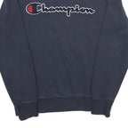 CHAMPION Mens Navy Blue Cotton Crew Neck Sweatshirt S Logo Embroidered