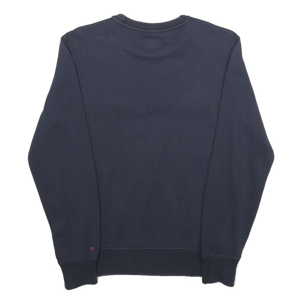 CHAMPION Mens Navy Blue Cotton Crew Neck Sweatshirt S Logo Embroidered